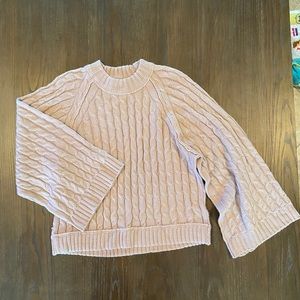 Blush Boho Flared Sleeve Cable Knit Sweater-Med